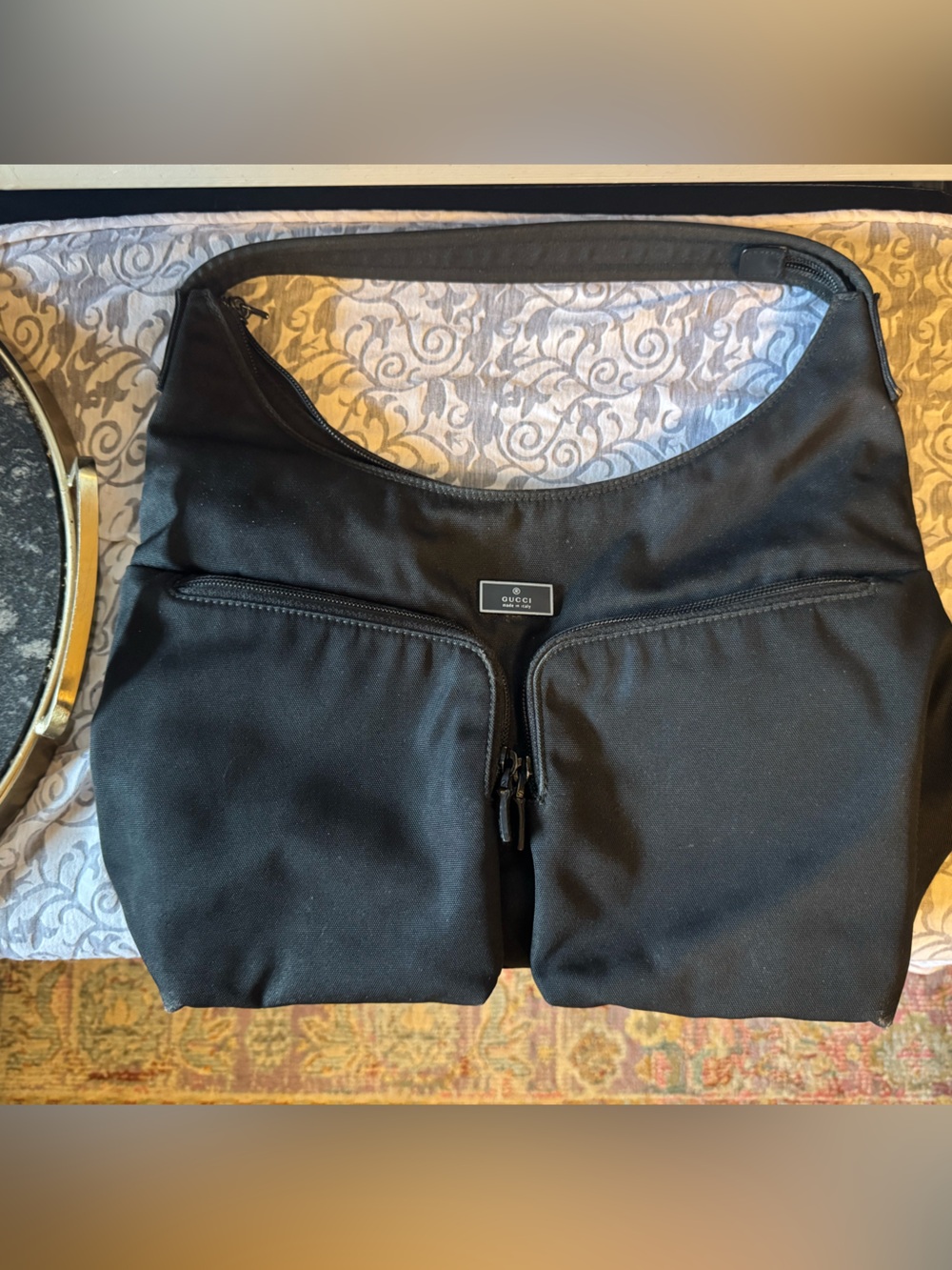Gucci black nylon interior shoulder tote